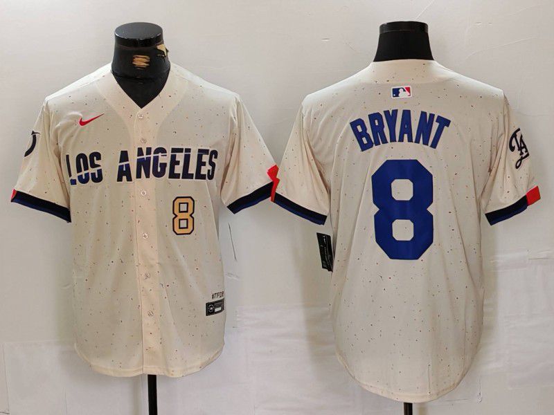 Men Los Angeles Dodgers #8 Bryant Cream Fashion Nike Game MLB Jersey style 2